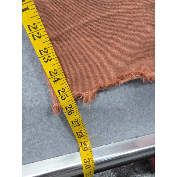 LOFT Kick Crop Jeans Terracotta Brown High Rise Raw Hem Flare Pants Womens 30/10 - Picture 10 of 16